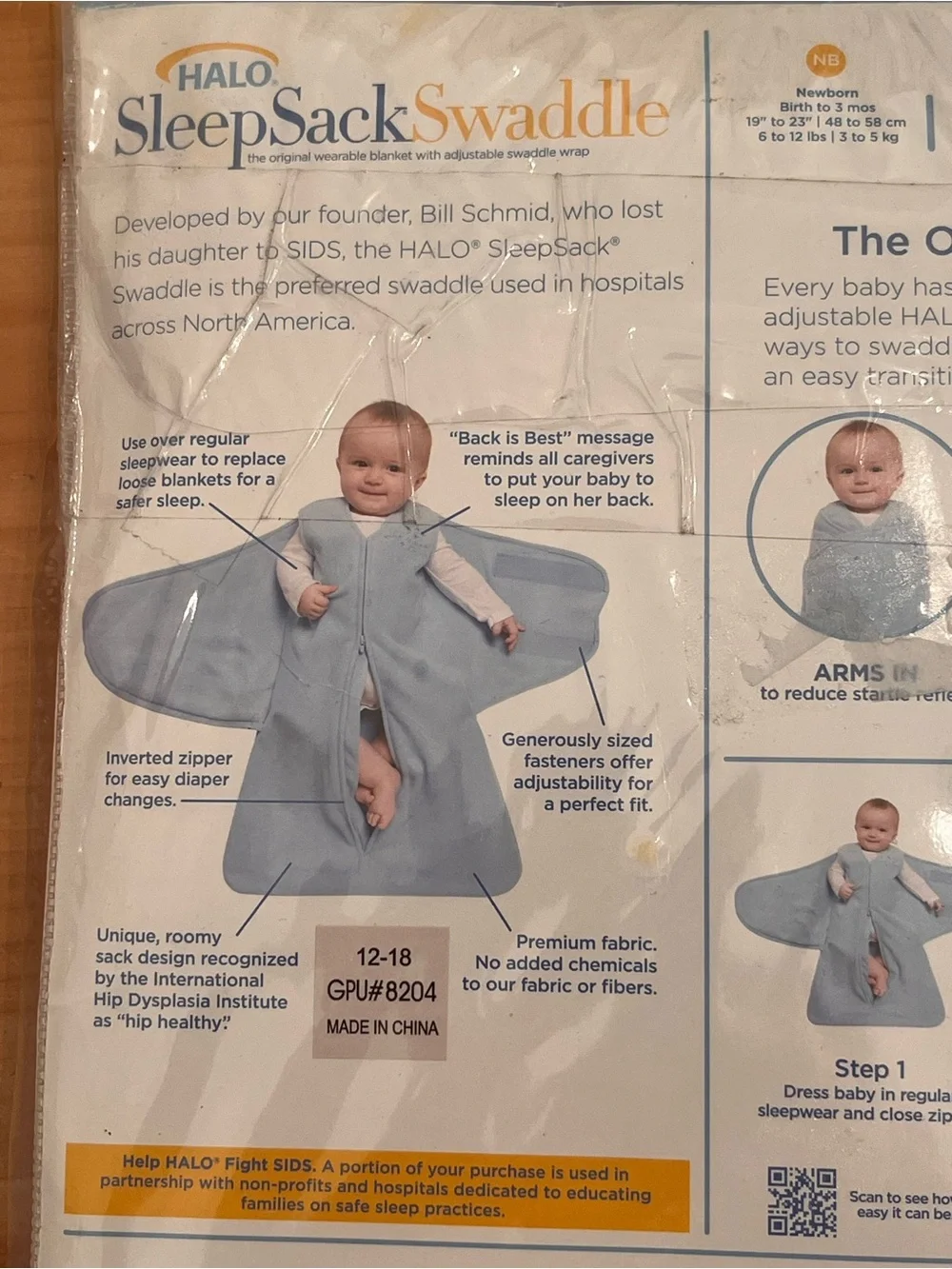 NEW HALO SleepSack Swaddle Wearable Blanket Small 3-6 Months Lilac Print